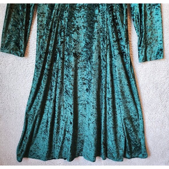 Vtg Brett Alixander Long Sleeve Strappy Back Maxi Dress Green Crushed Velvet 18 - Picture 5 of 13